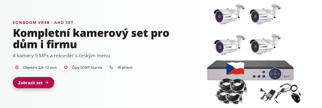 EONBOOM VR4B – AHD kamerový set 4× 5 MPx s rekordérem