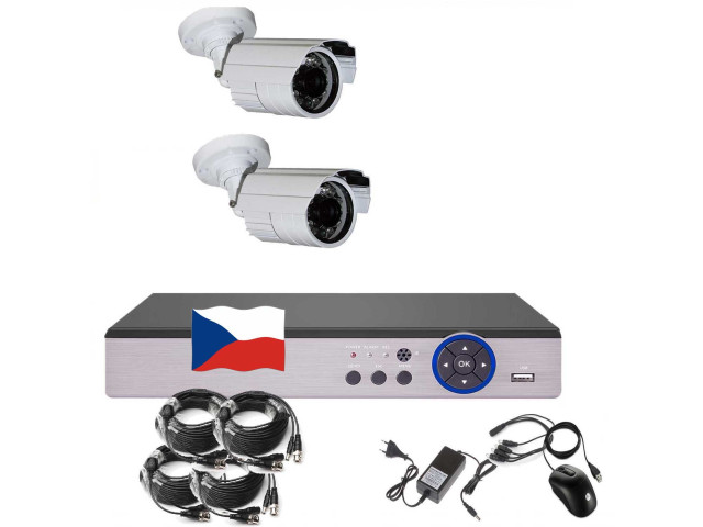 4CH 5MPx AHD kamerový set EONBOOM 2B CCTV s DVR LAN a 2x venkovní bullet kamerou