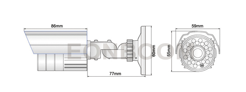 Rozměry bullet kamery MHD-CR20A-500K